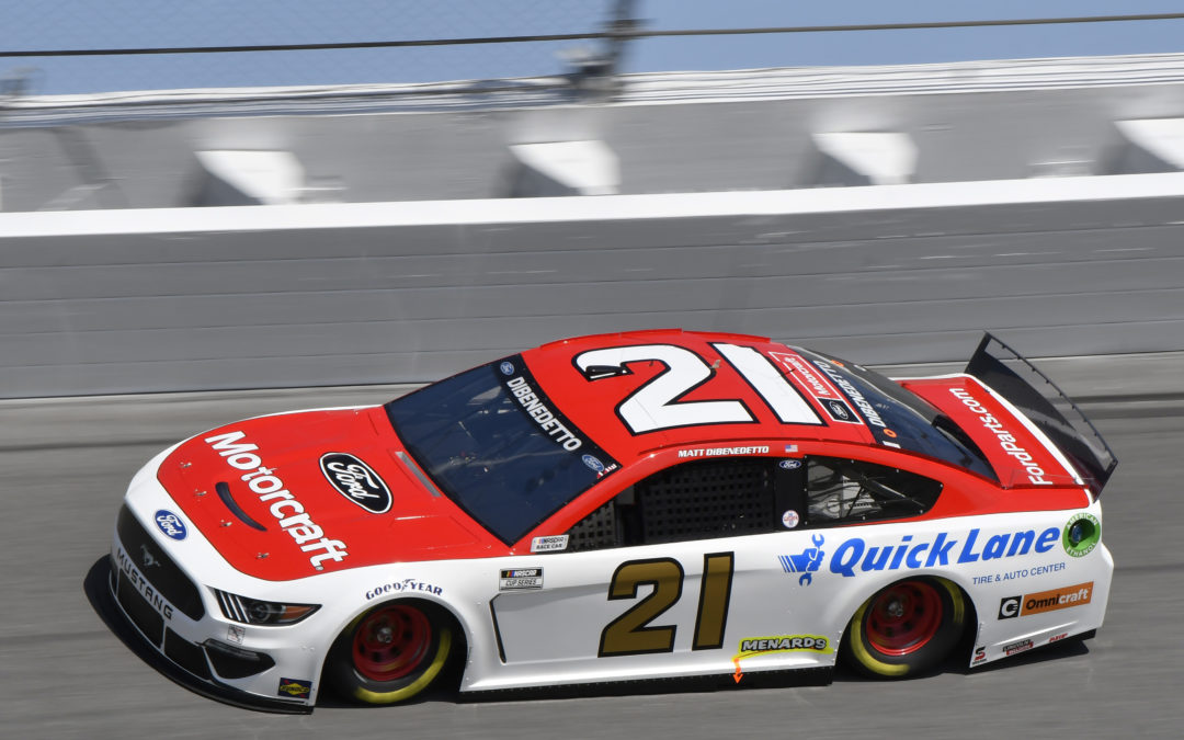 NASCAR 21 car racing down the track