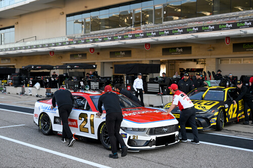 Pit crew at the track