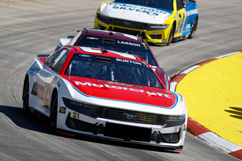 Number 21 car coming around the corner