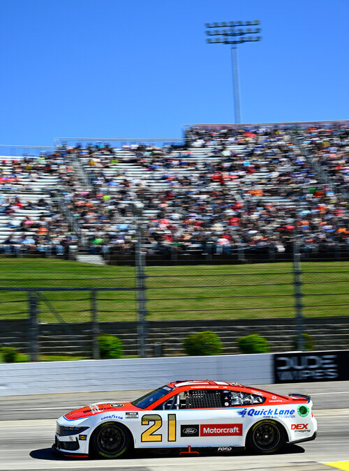 Portrait view of the number 21 car on track