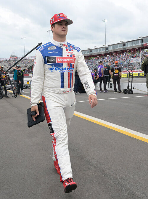 Harrison Burton mid-walk