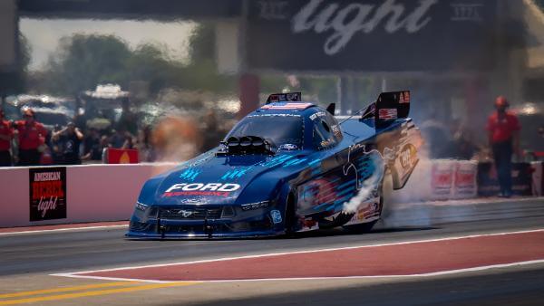 NHRA car mid-race