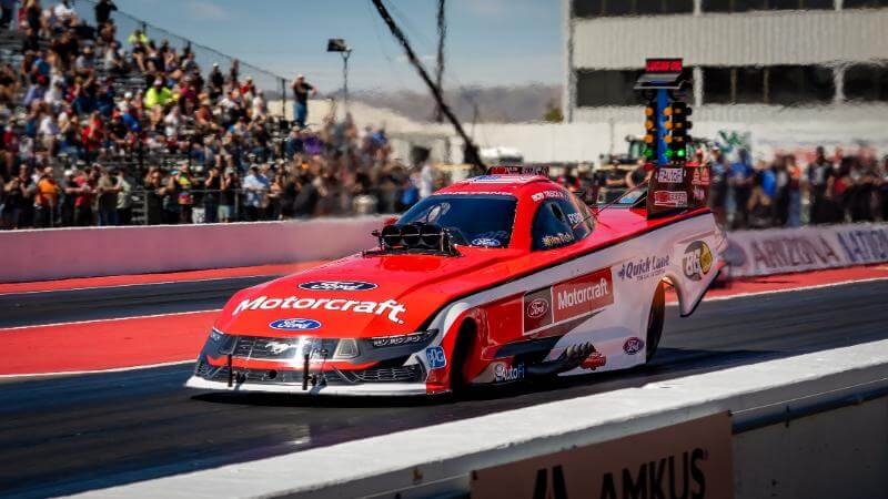 NHRA Funny Car on track