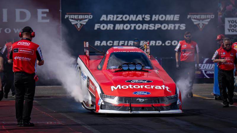 NHRA car ready to take off down the track