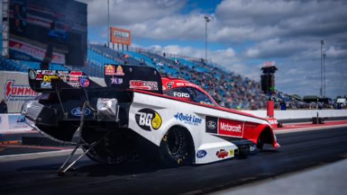 NHRA Funny car on track