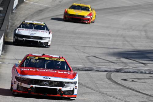 Head on view of cars on track