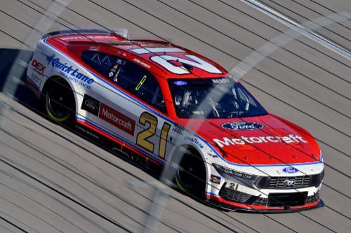 Close angled view of number 21 on track