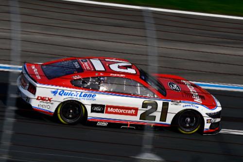 Close shot of number 21 car on track