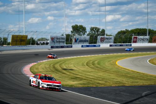 Car rounding a corner of the track