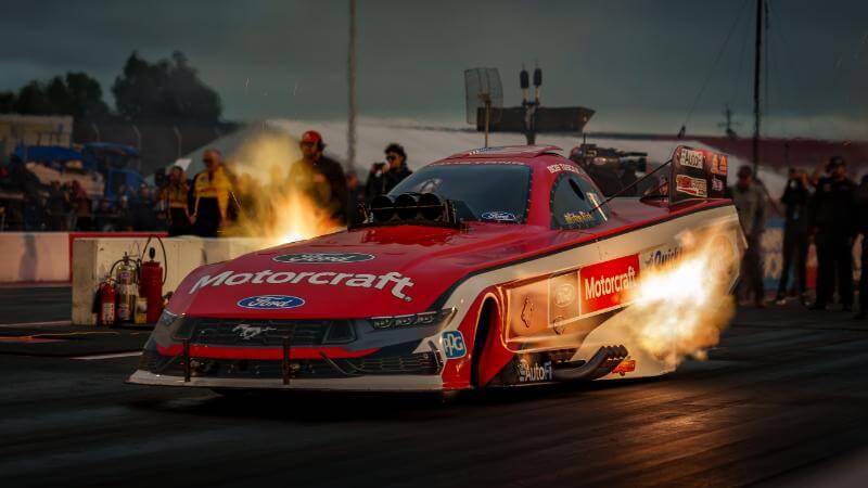 Flames coming out from the sides on the funny car