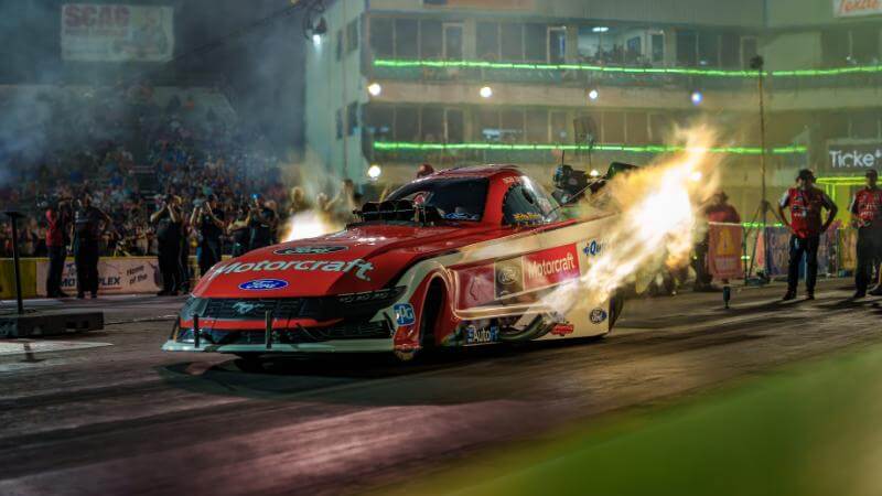 Funny car with flames