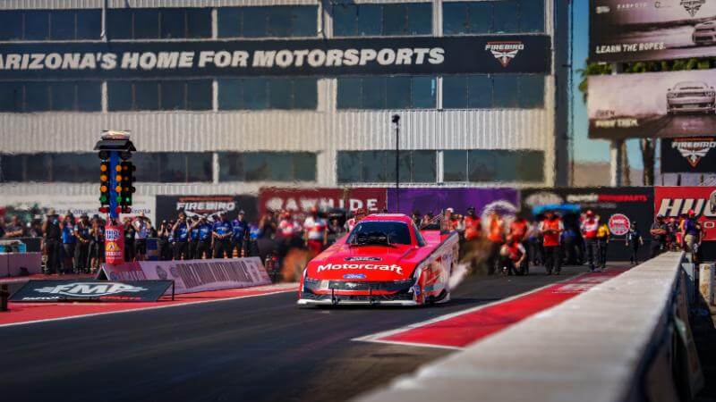 NHRA car coming down the track